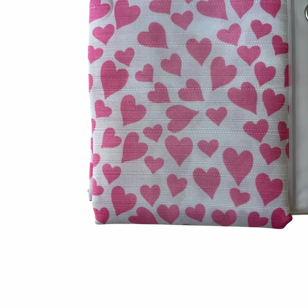 14pc Betsey Johnson Pink HEARTS Shower Curtain Hooks Liner Set 72x72 Valentine